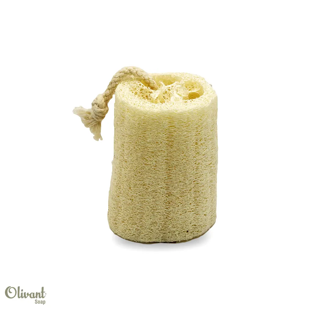 Natural loofah sponge on a rope