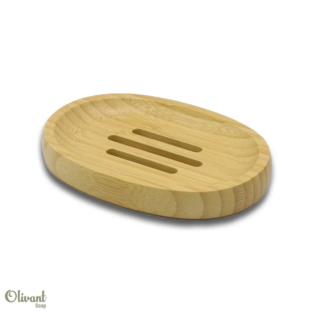 Oval lined bamboo soap dish