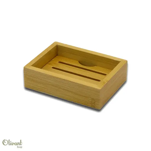 Rectangle box & tray bamboo soap dish
