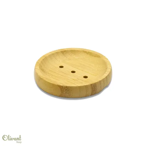 Round bamboo soap dish